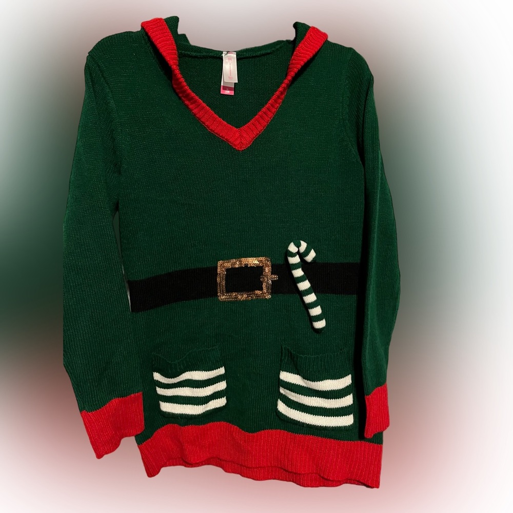 No Boundaries holiday christmas pullover hoodie sweater Sz Medium 7/9